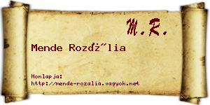 Mende Rozália névjegykártya