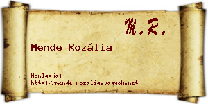 Mende Rozália névjegykártya